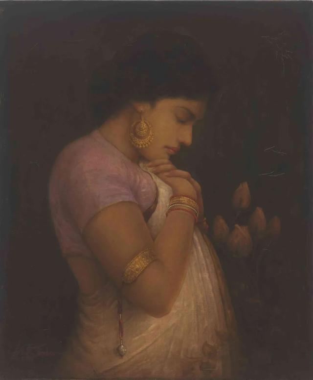 油画印度(世界名画站立女人绘画)